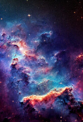 Naklejka na ściany i meble HD Wallpaper of space stars galaxy nebula rendering Generative AI Content by Midjourney