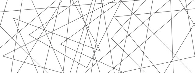 Abstract black and white liens with many squares and triangles shape on white background. Abstract geometric lines background. Vector illustration.	