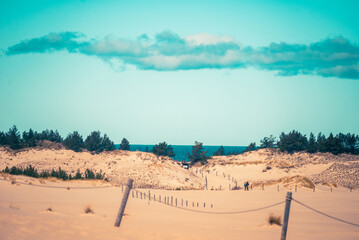 sand dunes, turquise sky, copy space
