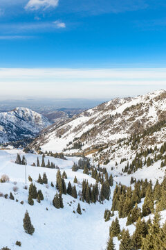 View of the mountains near Shymbulak. Snow Mountains. Almaty © Valeri Luzina