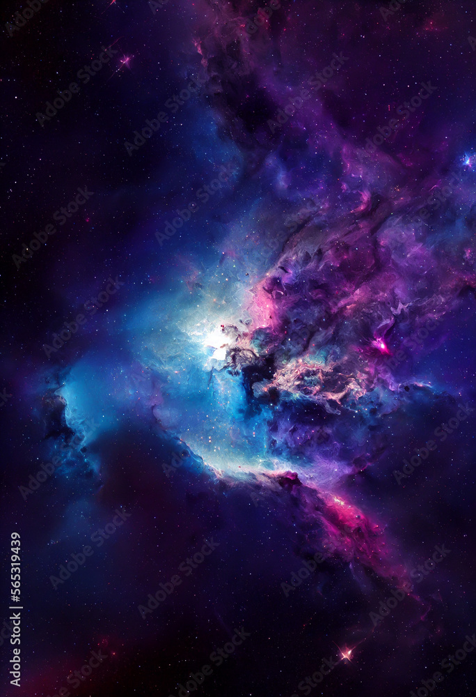 Wall mural hd wallpaper of space stars galaxy nebula rendering generative ai content by midjourney