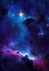 Obraz na płótnie Canvas HD wallpaper space nebula stars universe colorful dark blue rendering Generative AI Content by Midjourney