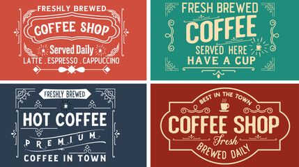 Vintage coffee sign vector graphic svg design for coffee shop, coffee house, poster. Freshly brewed hot coffee. Served here, brewed daily. best premium coffee in the town.
