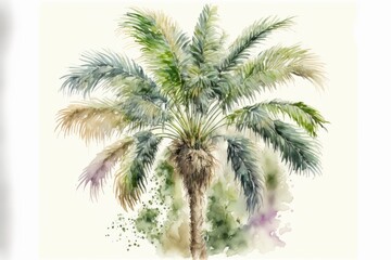 Palm tree waterpainting Generative AI