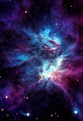 Naklejka premium HD wallpaper space nebula stars universe colorful dark blue rendering Generative AI Content by Midjourney