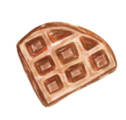 Watercolor hand drawn Belgium waffle isolated elements. Bakery clipart set. Illustration for menu desing.