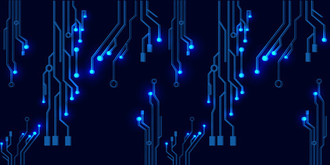 Abstract futuristic circuit board Illustration, high computer technology dark blue color background. Hi-tech digital technology concept 