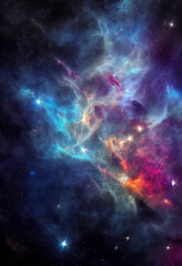 Naklejka premium HD wallpaper space nebula stars universe colorful dark blue rendering Generative AI Content by Midjourney