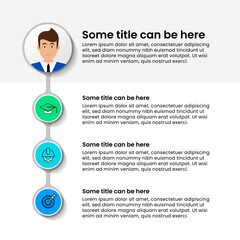 Infographic template. Line with 3 steps and icons. Resume