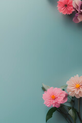 modern, minimalistic easter background with fresh flowers, generative ai