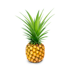 single whole pineapple isolated on white background. Pineapple with leaves isolate on white. Full depth of field. summer fruits, for a healthy and natural life,