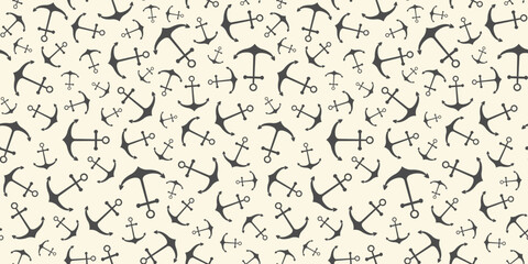 Nautical seamless pattern with ship anchors. Vector illustration