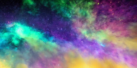 Colourful Deep Space Sci-Fi Stars, Clouds and Nebulas