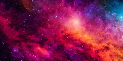 Fototapeta na wymiar Colourful Deep Space Sci-Fi Stars, Clouds and Nebulas