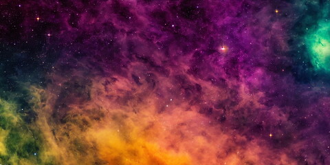 Colourful Deep Space Sci-Fi Stars, Clouds and Nebulas