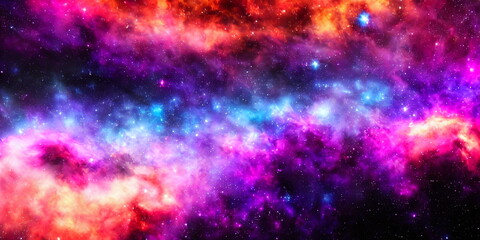 Fototapeta na wymiar Colourful Deep Space Sci-Fi Stars, Clouds and Nebulas