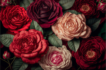 Striking Red and White Rose Background