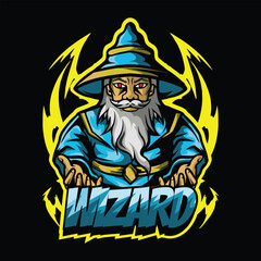 Fire wizard magician mascot esport logo design vector by gavstudio