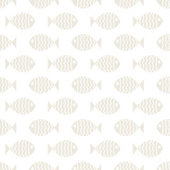 Nautical seamless pattern with swimming cartoon fish. Vector illustration