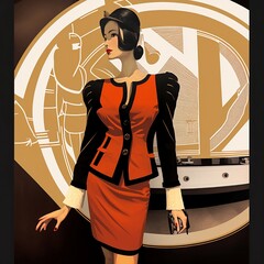 Beautiful cartoon lady from a James Bond movie created with Generated AI technology