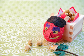 節分の鬼のお面と豆まきセット
