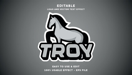 troy editable text effect logo with modern style	

