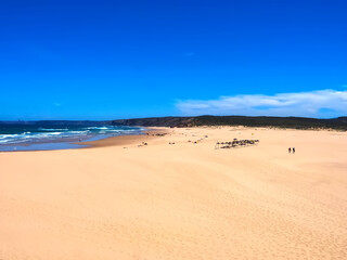 wild Praia da Bordeira beach at the west Algarve coast of Portugal