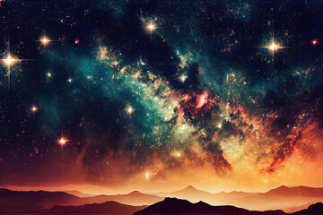 Fototapeta premium dazzling starry sky cosmic starry sky background material Generative AI Content by Midjourney