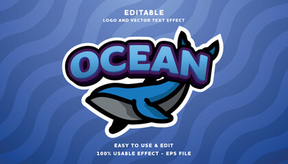 ocean editable text effect logo with modern style