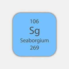 Seaborgium symbol. Chemical element of the periodic table. Vector illustration.