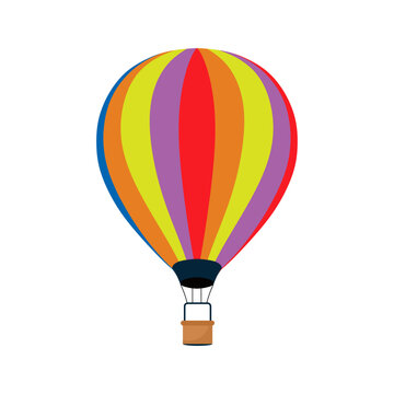 Hot Air Balloon in flat style. Sky transport for tourists traveling. Hot Air Balloon for flying journey isolated on white. vector illustration