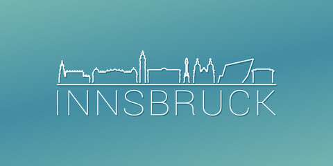 Fototapeta premium Innsbruck, Austria Skyline Linear Design. Flat City Illustration Minimal Clip Art. Background Gradient Travel Vector Icon.