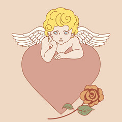Valentine's Day design template, Cupid and Heart - square ratio