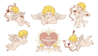 Valentine's day cupid design element set