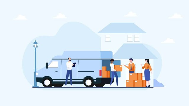 New family moving to the new house. Flat design illustration for business. can also be used for web and application illustration.	