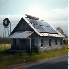 Old house with broken roof