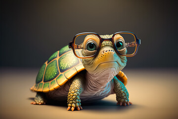 Big-Eyed Baby Turtle: A Cute Baby Turtle Wearing a Big Eye Glass