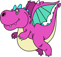 cute baby dragon cartoon illustration