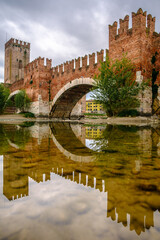 medieval roman castle and bridge in Verona Castel Vecchio 