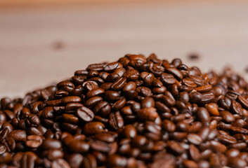 Fototapeta premium Studio Shot of Coffee Beans in a table