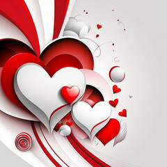 Vibrant red and white decorative heart shapes