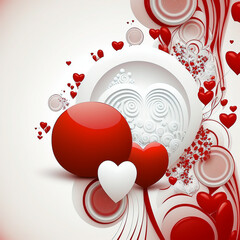 Vibrant red and white decorative heart shapes