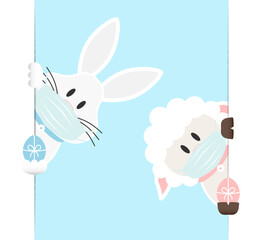 Weißer Osterhase & Schaf Groß Maske Ostereier Banner Innen Himmel