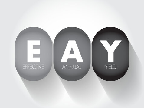 EAY Effective Annual Yield - total profit or returns on a bond that an investor receives, acronym text concept background