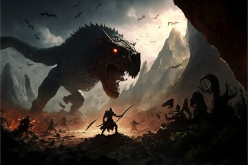 Dinossaurs Extinction | The jurassic doom illustration ai generative