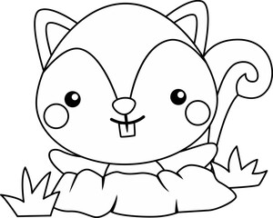 a vector of a squirrel in black and white coloring