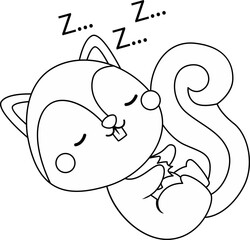 a vector of a cute squirrel in black and white coloring