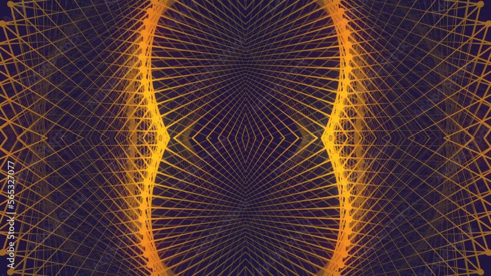 Poster Abstract elegant wire twisted symmetrical structure background. Design element. Digital seamless loop animation. 3d rendering. 4K, Ultra HD resolution