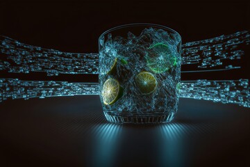A zesty and fruity cocktail made with orange, lemon and kiwi, perfect for a warm summer day or as a refreshing drink. Created with generative AI.