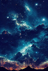 Obraz na płótnie Canvas dazzling starry sky cosmic starry sky background material Generative AI Content by Midjourney